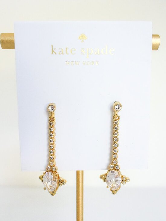kate spade Jewelry - *Kate Spade* New York Gold-Tone Crystal Long Drop Earrings - NEW!